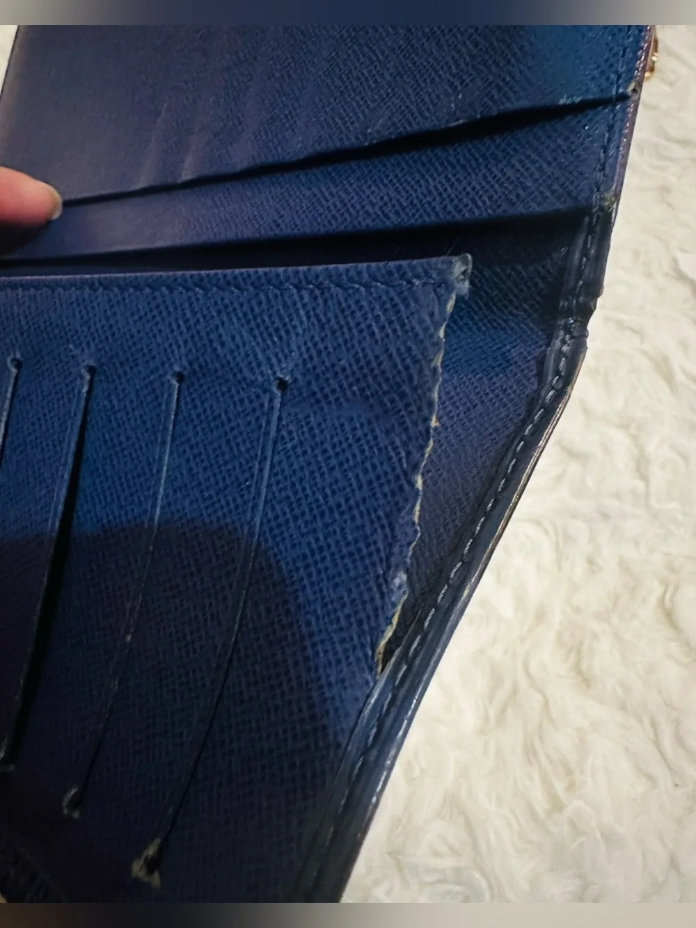 Louis Vuitton Blue Epi Leather Long Wallet with Embossed LV
